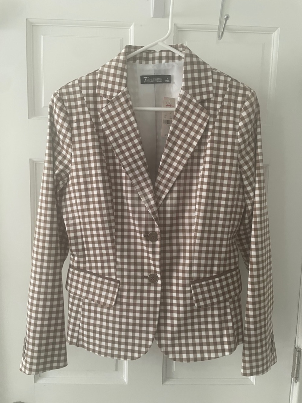 Brown & White Gingham Blazer